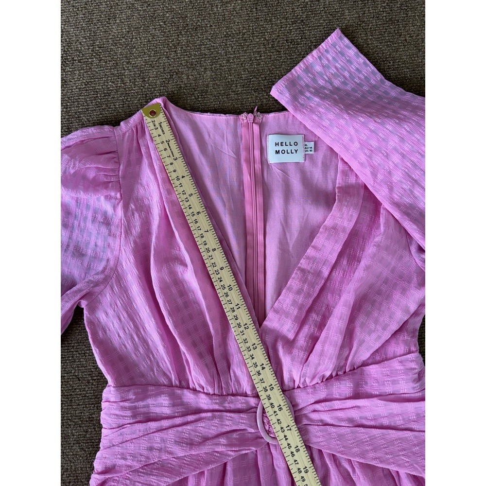 Hello Molly First Impressions Mini Dress XL US 10 V-Neck Belt Buckle Long Sleeve - Picture 7 of 14